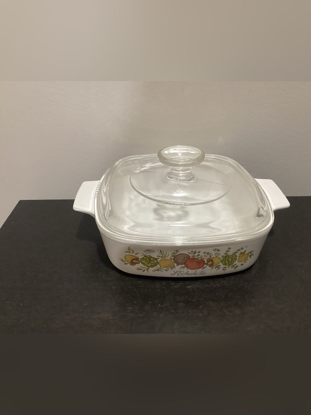 Vtg. Corning Ware Casserole dish Highly recognized “Spice of Life” Pattern.
